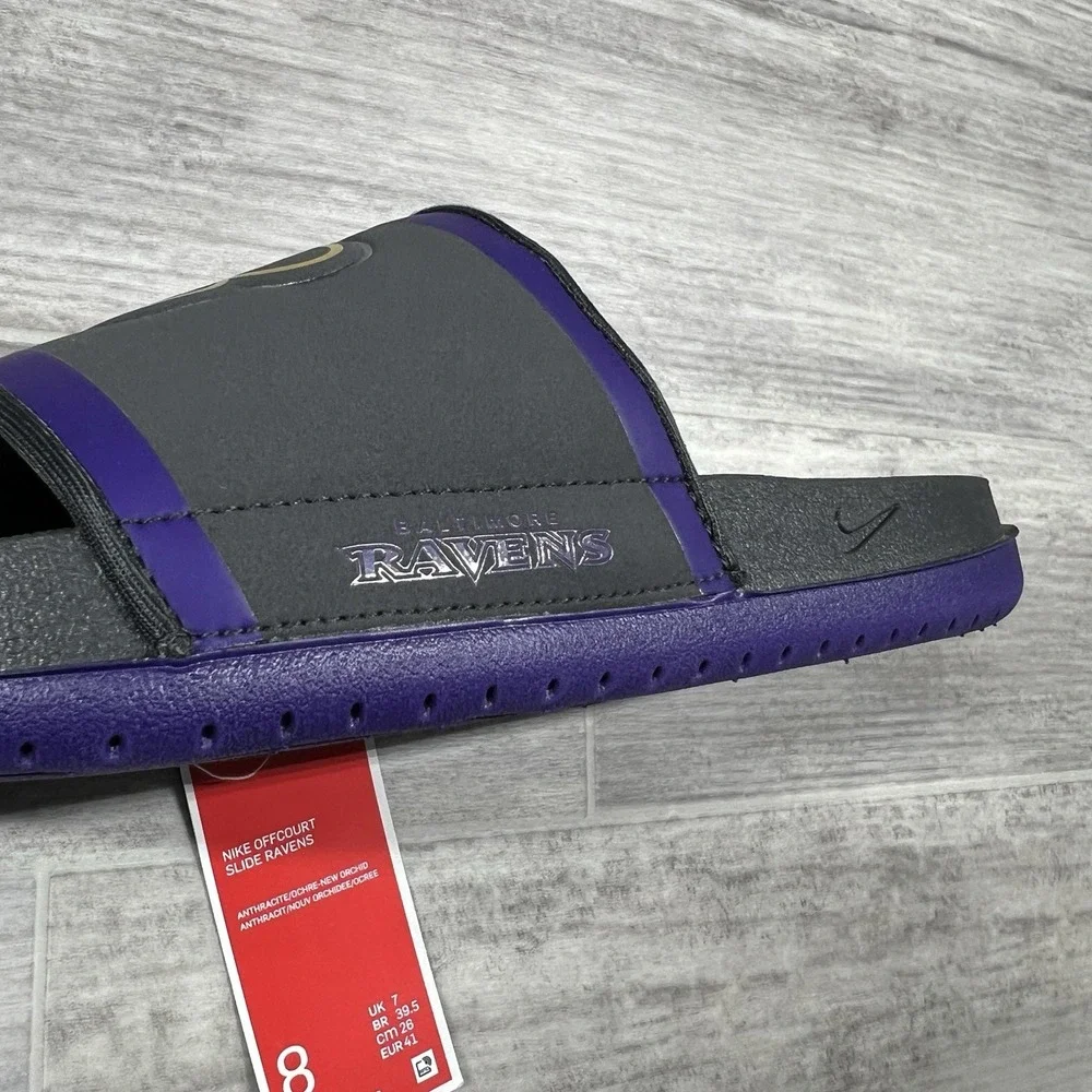 Nike Men's Size 8 Baltimore Ravens Slides Offcourt Slide Black/Purple DD0546-002